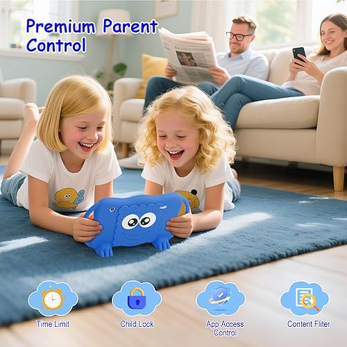 Miniatura 4 de Trayoo Tableta infantil de 7 pulgadas para niños de 3 a 12 años, tableta de 32 GB para niños pequeños con doble cámara, control parental, funda