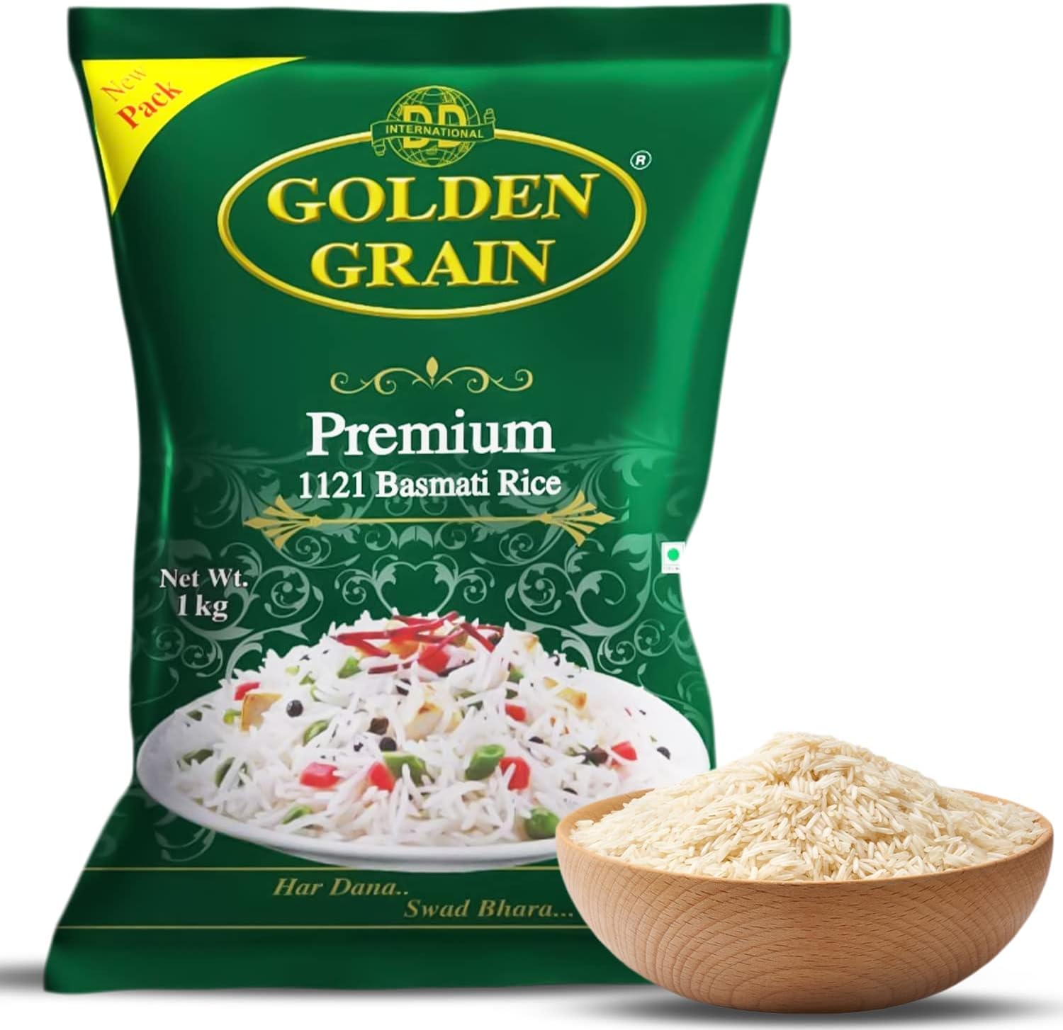 Premium Basmati Rice 1Kg | Extra Long Grain 3X with Rich Aroma | Traditional Biryani Rice | Naturally Aged & Non-Sticky | Fluffy Basmati Grains | Perfect Authentic Basmati Rice