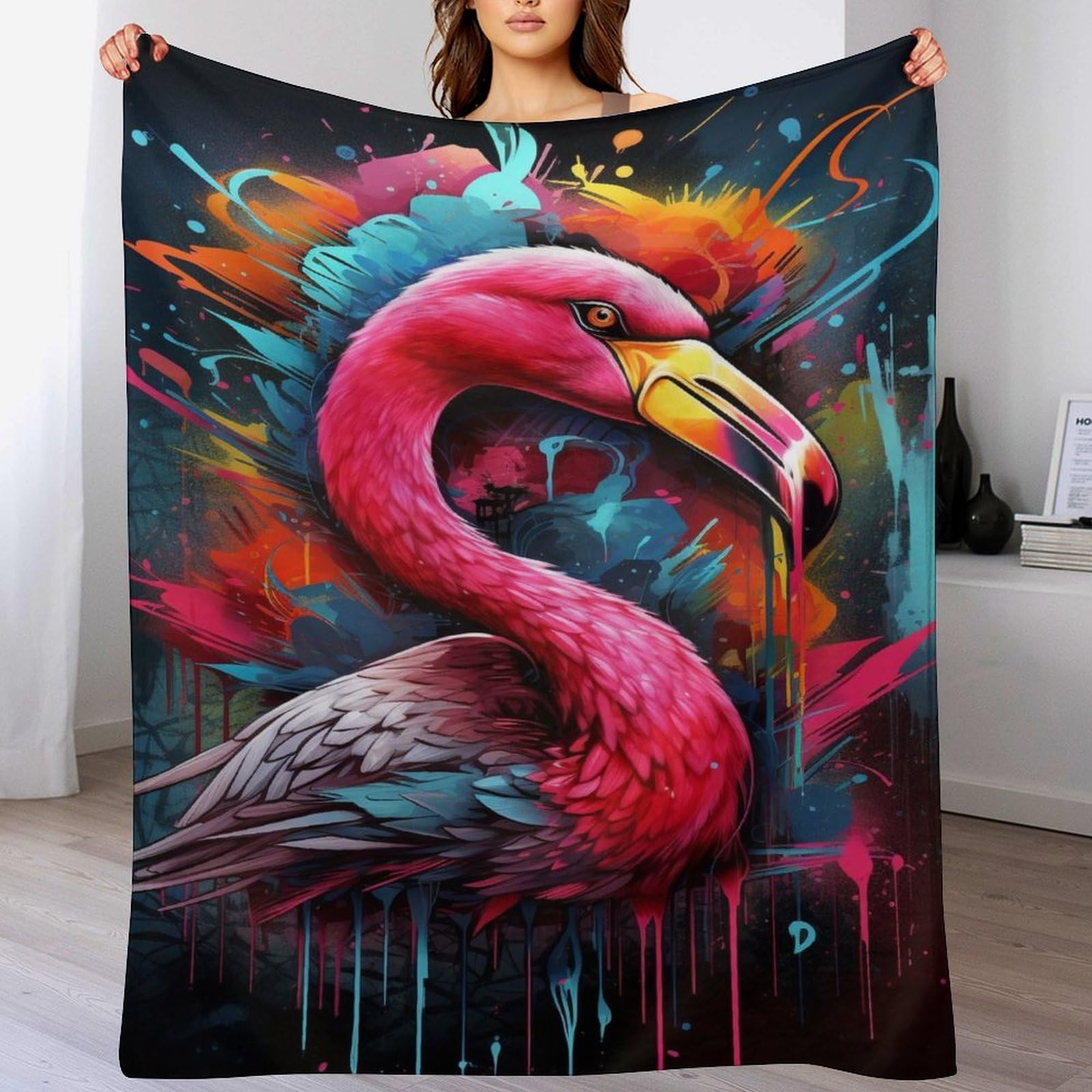 Couverture Polaire Flamant Rose en Flanelle comme Draps De Lit 180x200