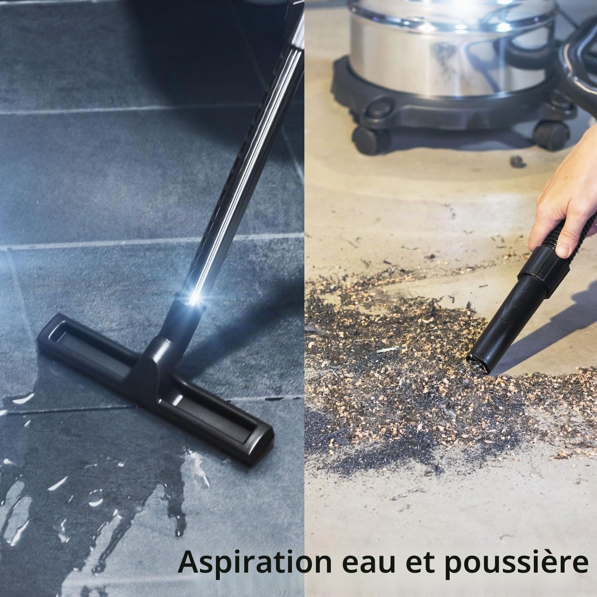 STAHLWERK Aspirateur eau et poussière VCL-1400 ST - Aspirateur industriel de 1400 W avec cuve métallique de 60 L, fonction soufflerie, fonction secouer la poussière et arrêt de sécurité, aspirateur d'