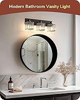 Vista 2 de EDISHINE Bathroom Vanity Light Fixtures, 3-Light 20.47'' Crystal Bathroom Lighting Fixtures Over Mirror, Modern Wall Sconce for Powder Room