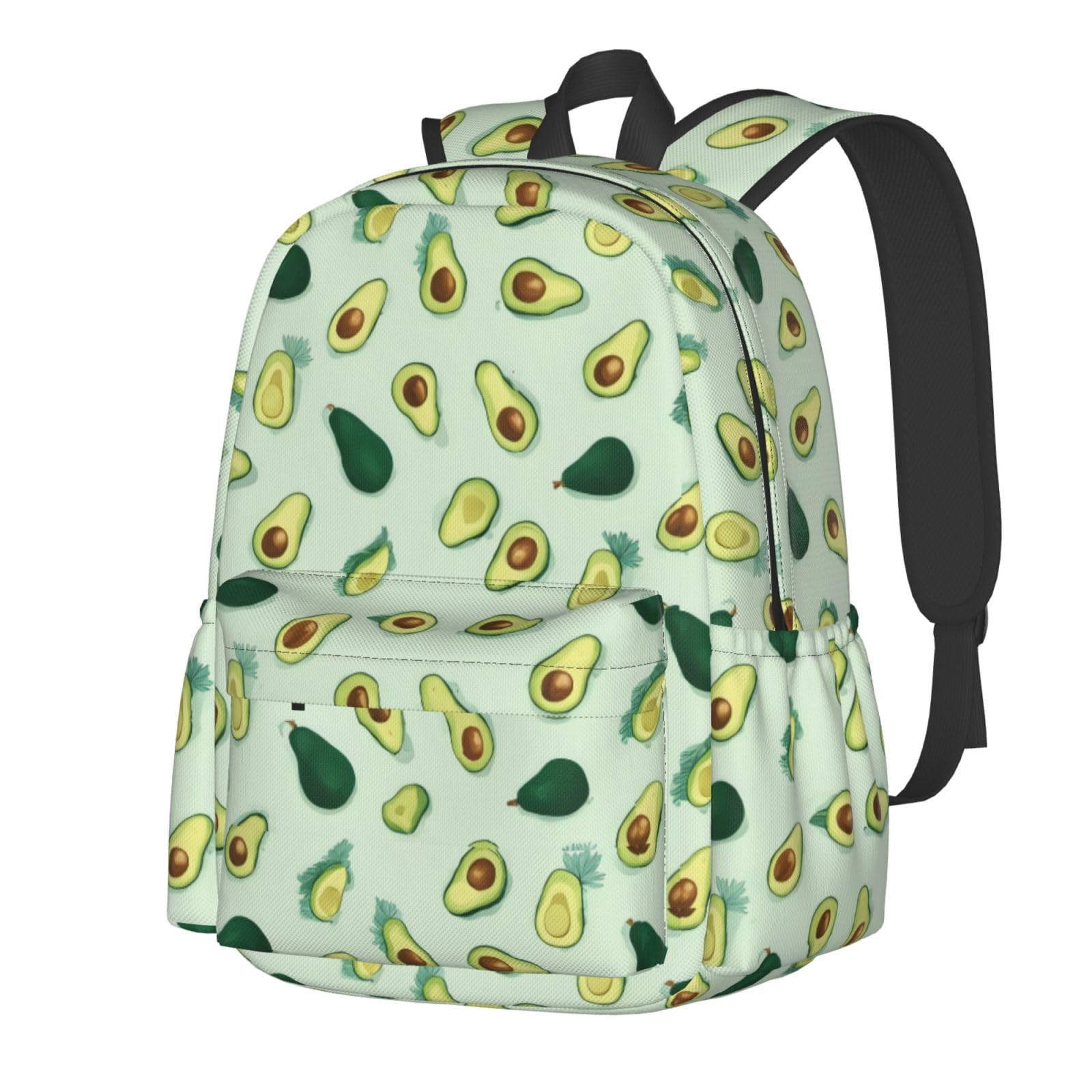 cfpolar 17 Inch Backpack Green Avocados Laptop Bag Shoulder Bag School Bookbag Casual Daypack For Boys Girls
