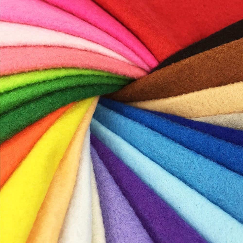 Felt Squares, Misscrafts 28pcs 12" x 12" (30 x 30cm) 1.4mm Thick Soft Felt Fabric Sheet Nonwoven Assorted Colors Patchwork Pack with Thread Bag for DIY Craft Patchwork Sewing