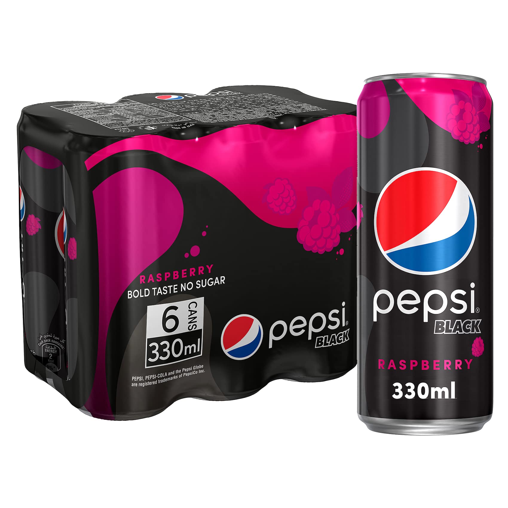 Buy Pepsi Black, Carbonated Soft Drink, Raspberry Flavor, No Sugar