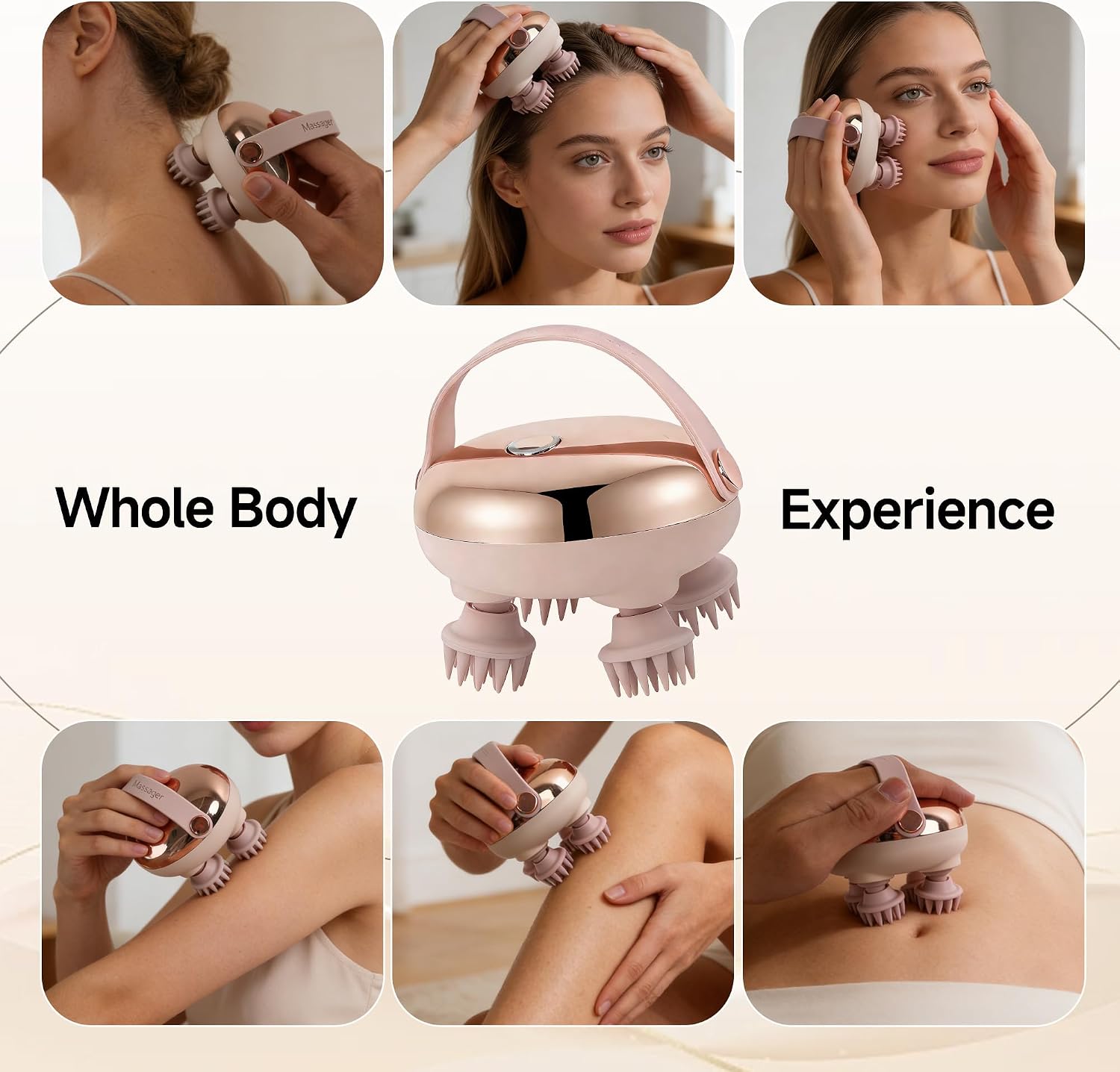LIFELEC Electric Head Massager Scalp, Waterproof Hair Scalp Massager Tool with 3 Kneading Modes & 8 Massage Claws, Scalp & Body Stress Relax, an Ideal Gift for Mother's Day