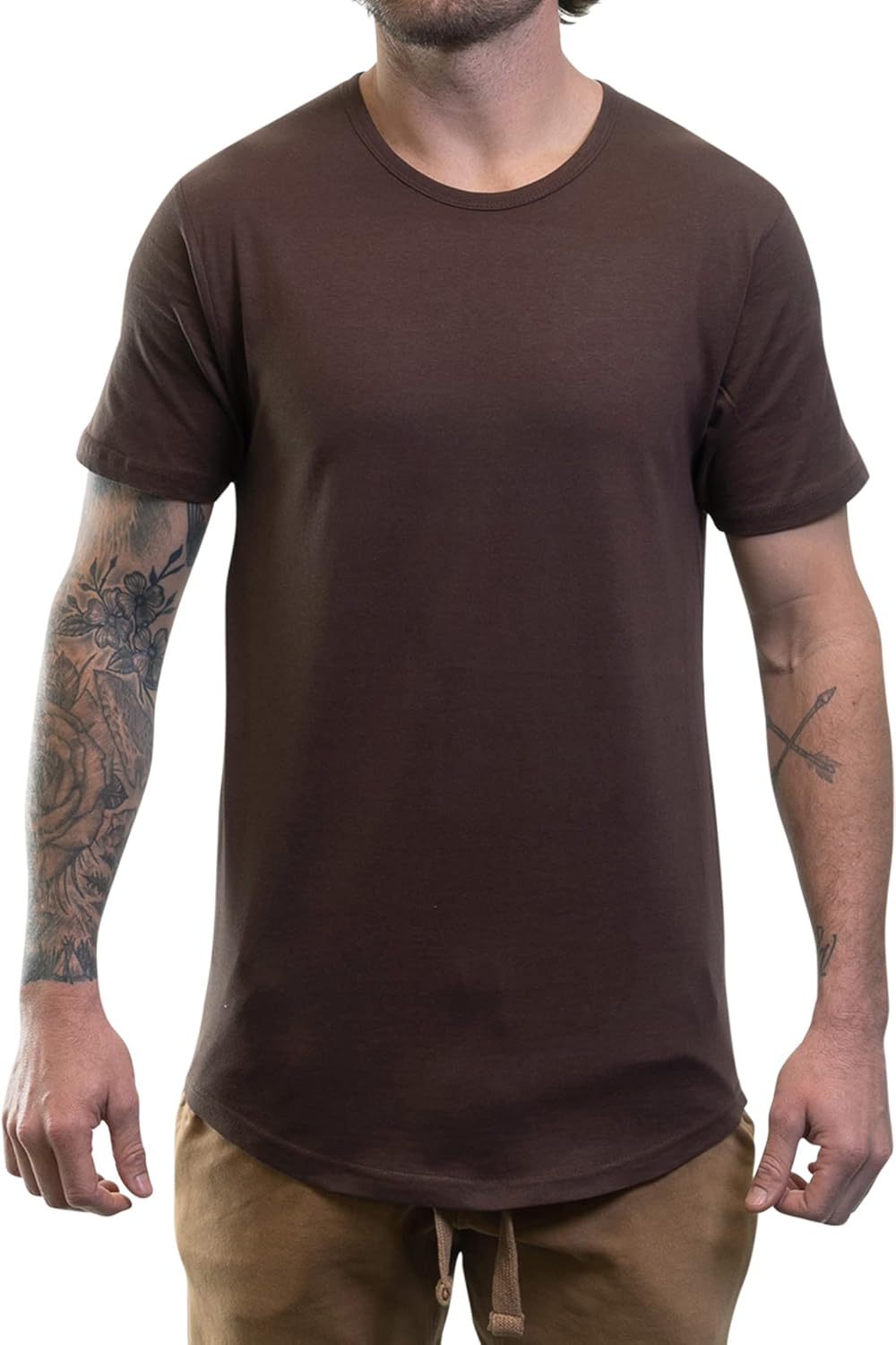 ShirtBANC Hipster Hip Hop Elong Drop Cut Mens Shirt Dance Dropcut Tshirt X-Small Cacao Shell