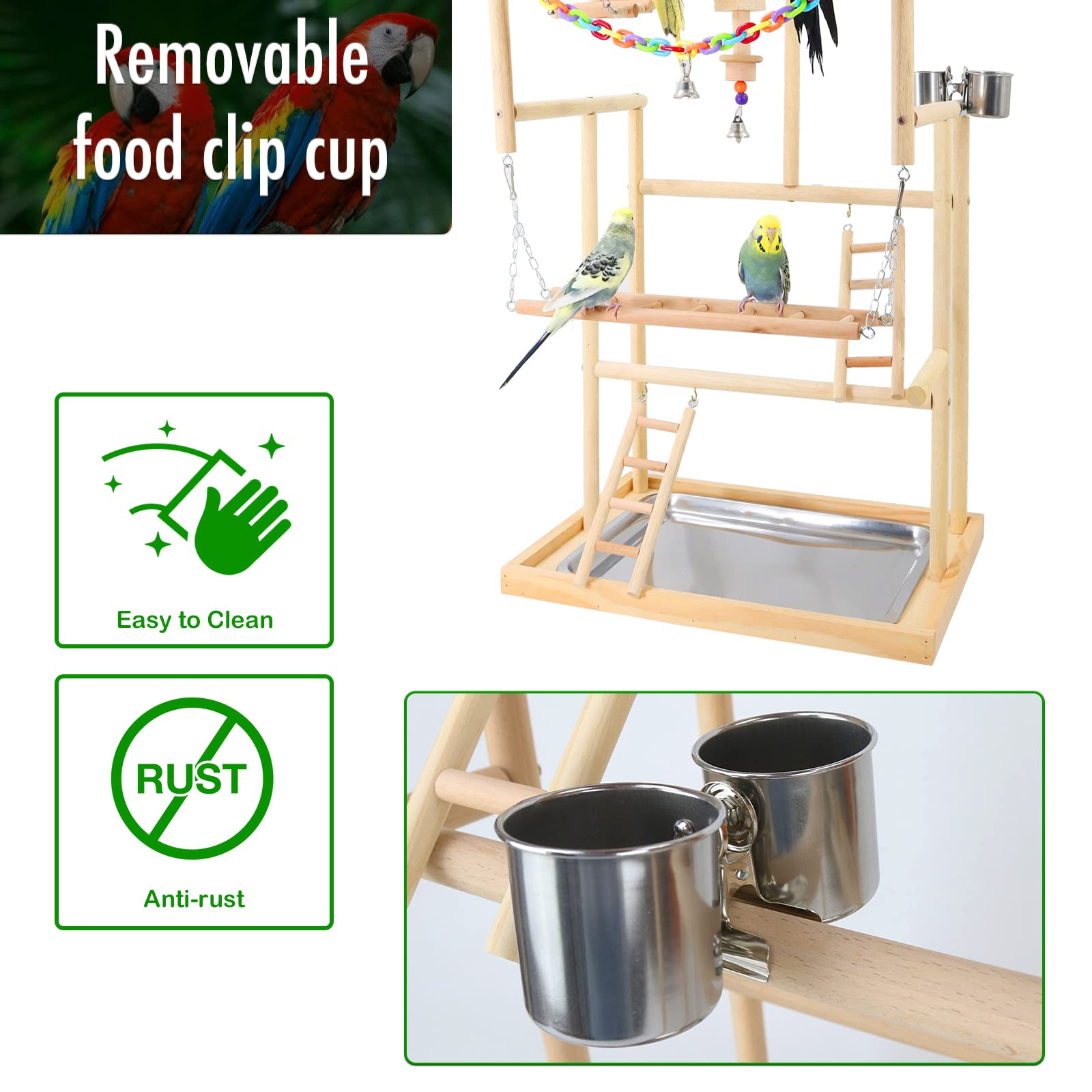 Papageien Spielplatz Mit Futtercup - Vogel Spielzeug Klettergerüst 37x23x37cm
