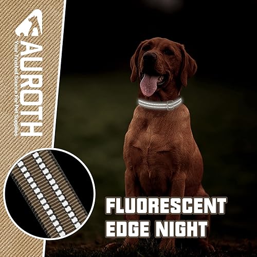 Miniatura 4 de Auroth Dog Collar for Medium Large Dogs Reflective Dog Collar Soft Nylon Adjustable Dog Collars with Heavy Duty Metal D Ring Tangle Free