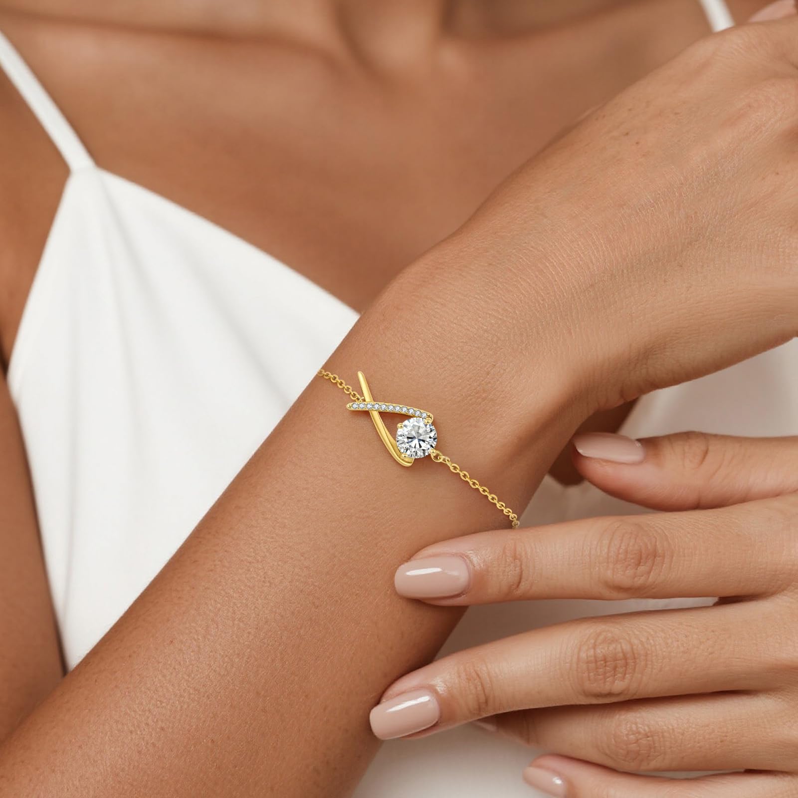 CDE Bracelet Femme Infinity Plaqué Or 14K Cadeau Anniversaire pour Elle