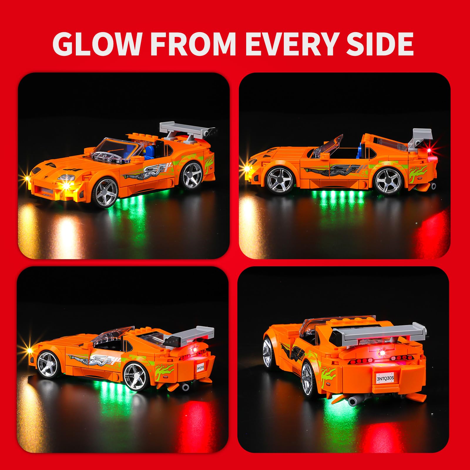 BRIKSMAX Zestaw oświetlenia LED do modelu Lego 77260 La Toyota Supra MK4 marki Fast and Furious, kompatybilny z Lego Speed Champions klocków konstrukcyjnych, bez zestawu Lego