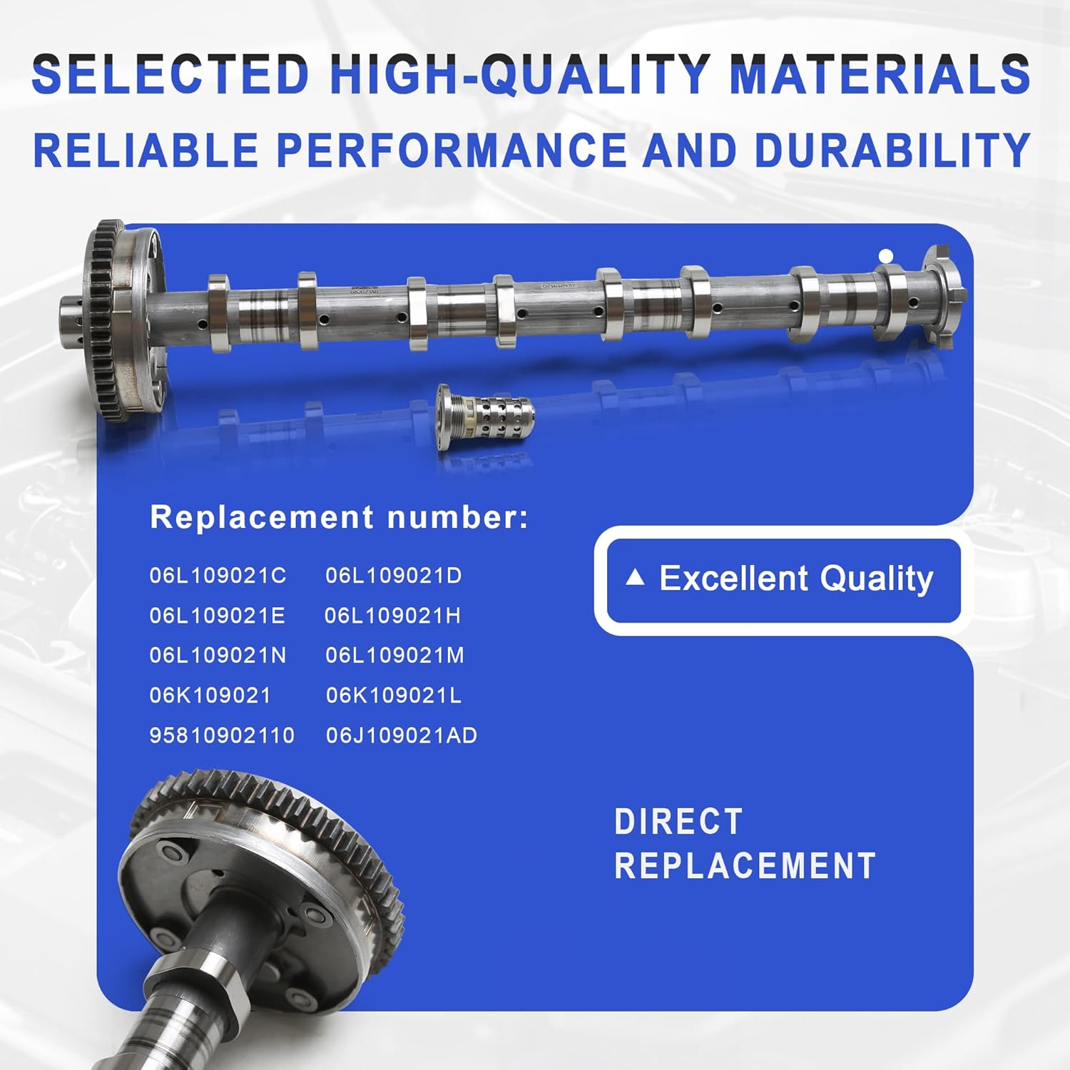 06L109021H EA888 Engine Intake Camshaft with Control Valve Compatible with 1.8T 2.0T VW Beetle Golf R32 GTI Audi A3 A4 A5 A6 A7 Q3 Q5 Q7 TT Porsche