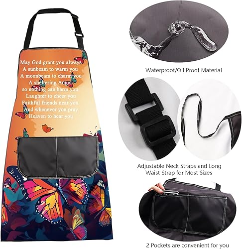 Miniatura 5 de MBMSO Delantales cristianos cristianos, regalos religiosos cristianos, versículo de la Biblia, delantal de cocina para hornear con bolsillos,