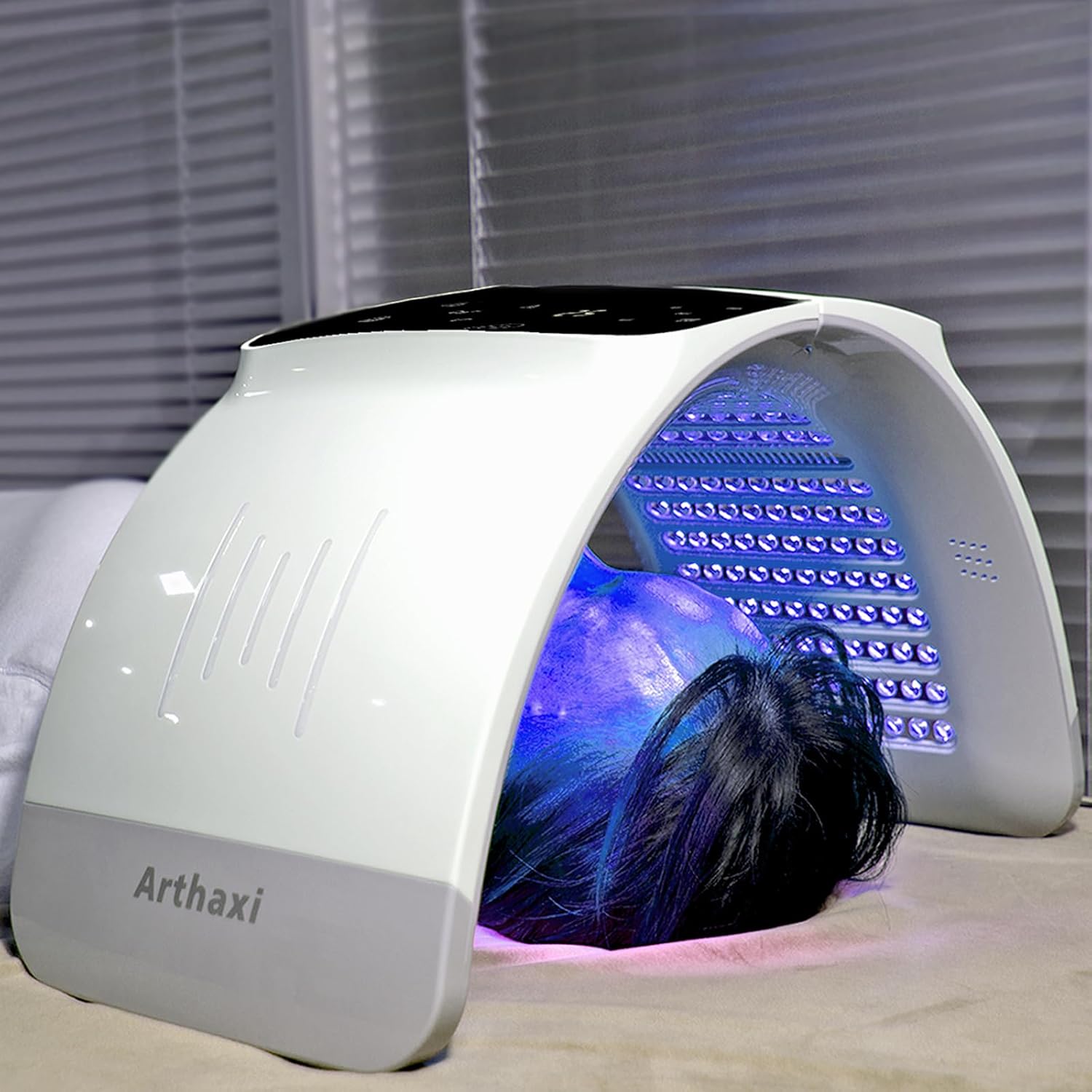 Red Light Therapy for Face, Light Facial Therapy Device in Folding Dome, Led Face Mask Light Therapy with Voice Control Feature, Skin Care Tools Gift for Women, White