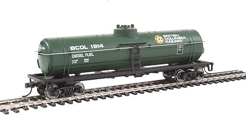 Miniatura 2 de Walthers Trainline HO Escala Modelo British Columbia Railway Tank Car, verdeamarilloblanco