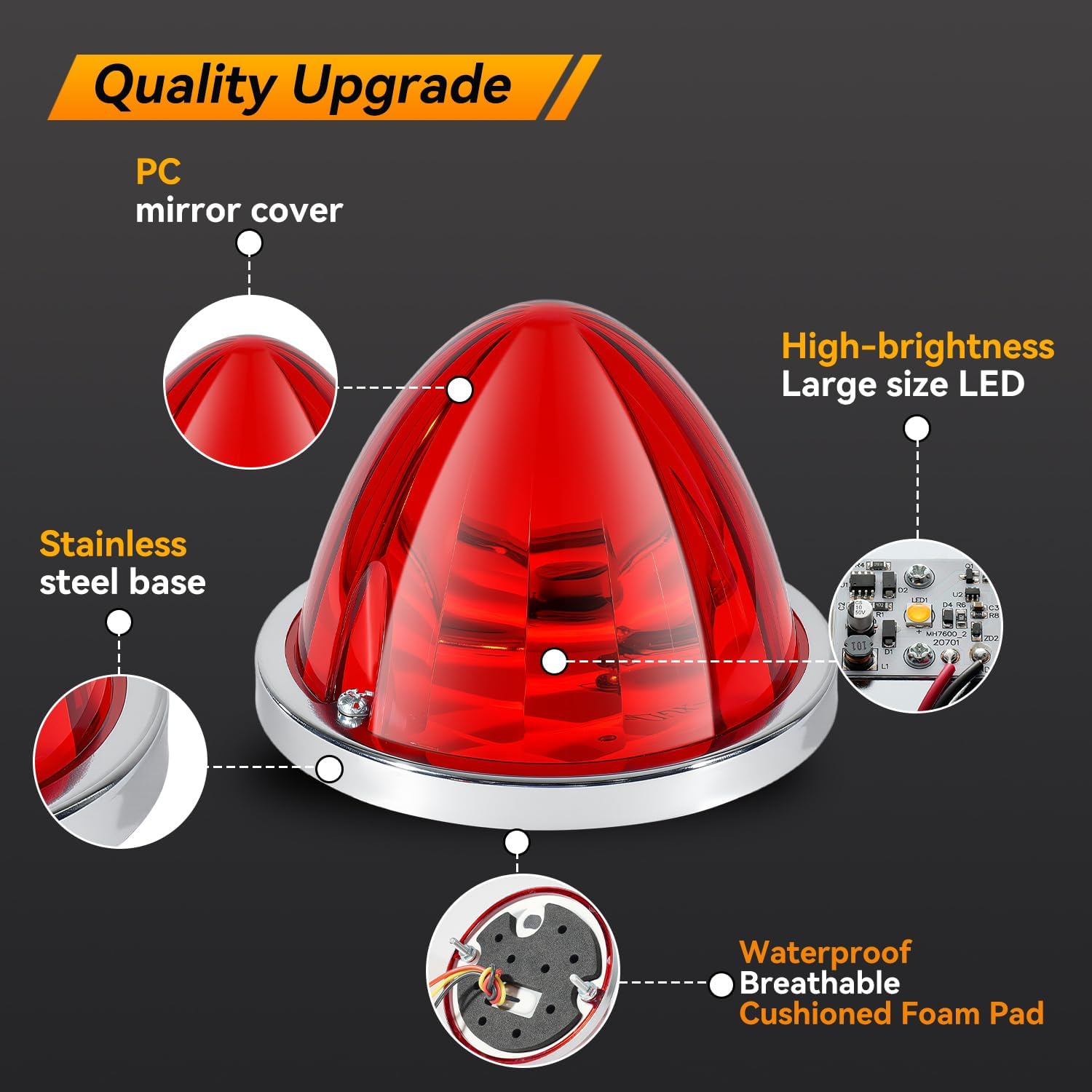 10W Watermelon Lights, LED Strobe Lights for Trucks Red PC Cabs
