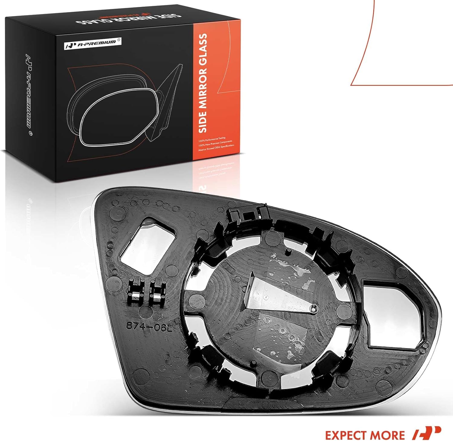 A-Premium Left Driver Side Non-Heated Mirror Glass with Backing Plate - Compatible with Chevrolet Cruze 2016 2017 2018 2019, Exterior Side View Flat Mirror