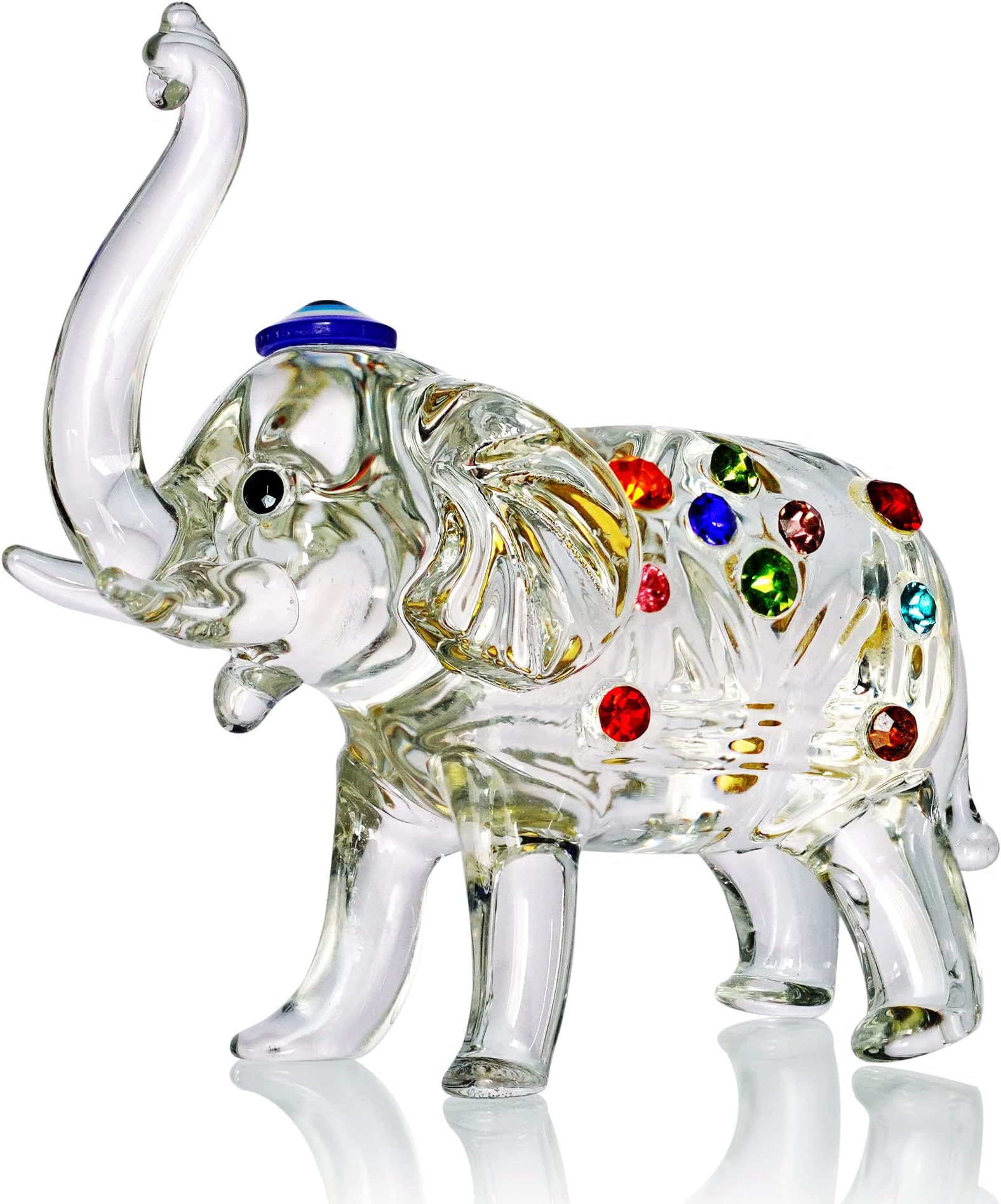 Crystal Elephant Figurine Glass Elphant with Trunk Up Table Decoration for Home Glass Elephant Ornament Collectibles Figurines Good Luck Elephant Gifts for Mum