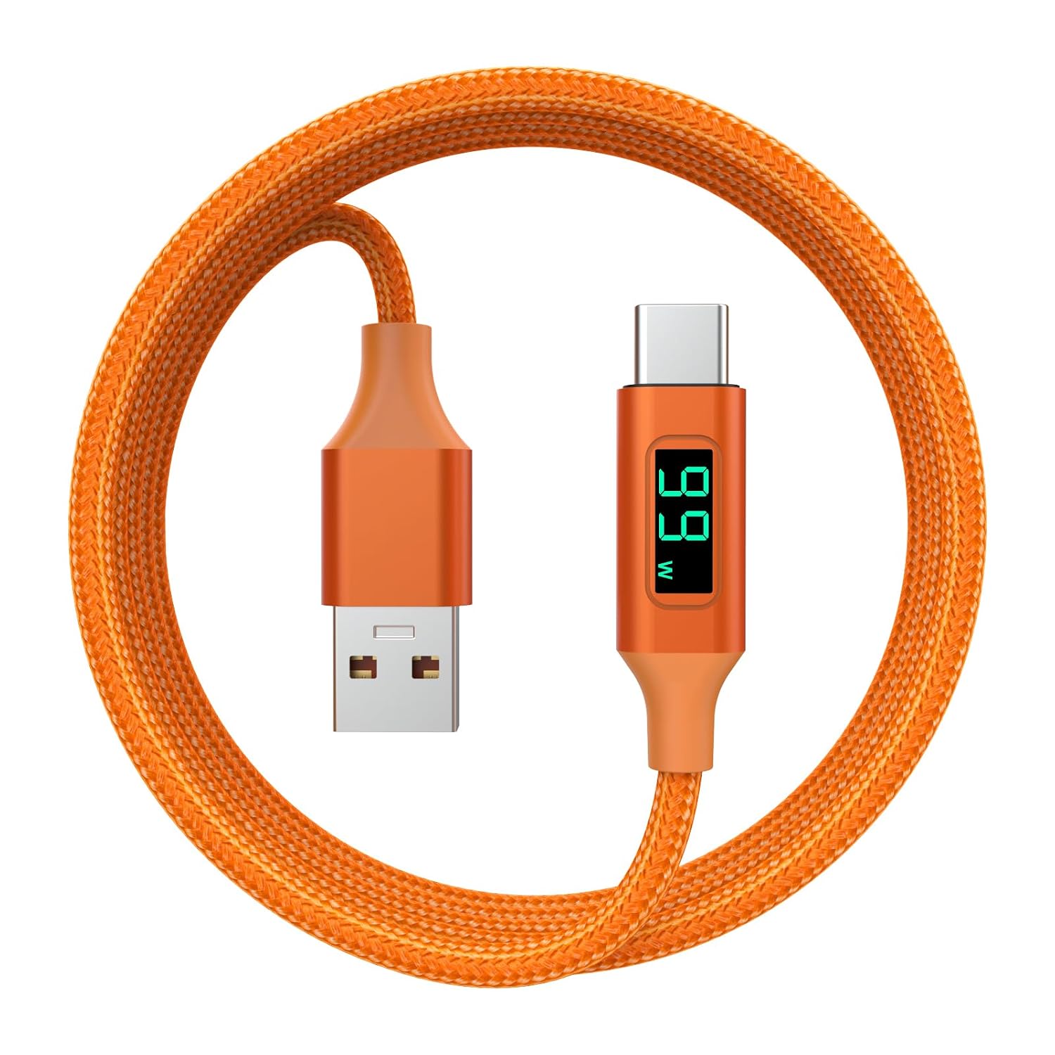 Type-C Cable with LED Display Compatible with iPhone 17/16/15/Plus/Pro/Pro Max, MacBook Air/Pro, iPad Pro/Air/Mini, Galaxy S25/S24/S23/S22 Pixel, USB A to USB C Charging Cable, 3.3ft (Orager)