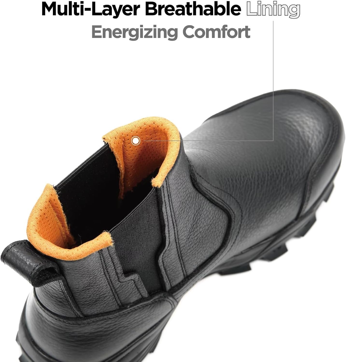 SUREWAY Men's Slip On Work Boots for Men-Soft Toe,Upgraded Slip/Water Resistant,Soft Toe,Anti-Static,Fire Station Mechanic Insulated Boots/Shoes - Image 3