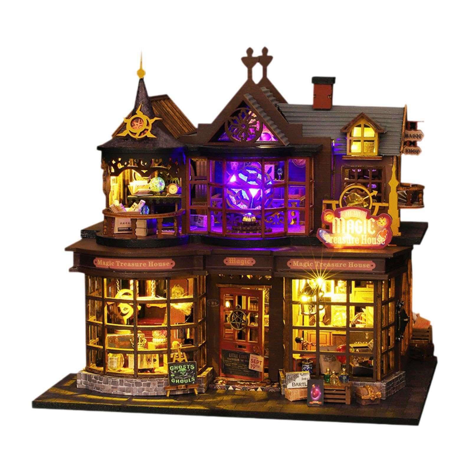 Kits de Bricolaje para Casas de Muñecas, Accesorios de Madera para Casas de Muñecas con Luces, Juguete Educativo