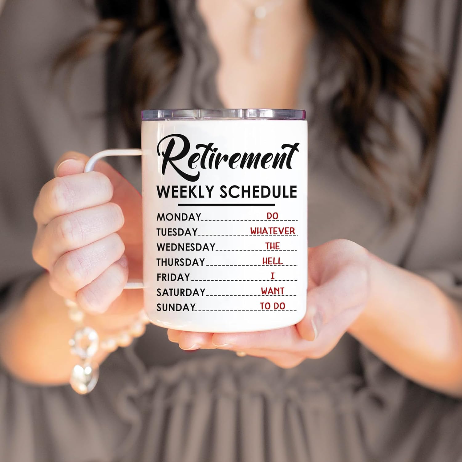 HYTURTLE Funny Retirement Gift For Women Men Dad Mom Retired, Retirement Weekly Schedule Calendar Mug Stainless Steel 12oz Coffee For Coworkers Office, Family Friend On Birthday Anniversary Christmas - Image 4