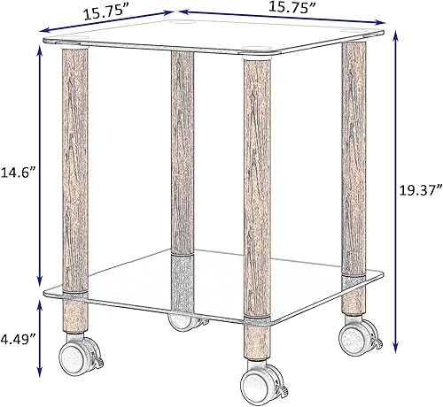 Miniatura 8 de DESIGNER97 Mesa auxiliar cuadrada de color negronogal, mesa auxiliar espacial de 2 niveles, mesita de noche moderna, mesa de sofá con estante de