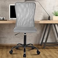 Vista 14 de Silla de oficina, silla de escritorio para computadora con soporte lumbar, ergonómica, respaldo medio, malla ajustable, silla giratoria de altura