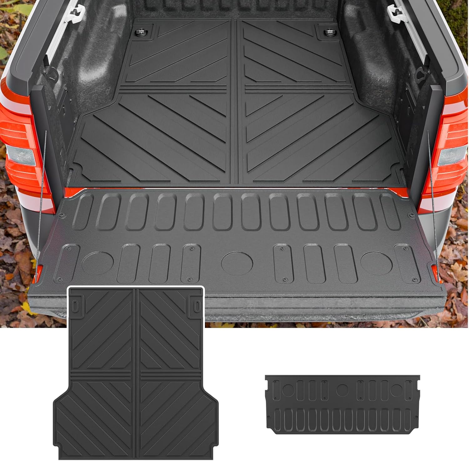 Truck Bed Mat Compatible with 2022-2025 2026 Ford Maverick Bed Liner Protector Tailgate Protector Cargo Mat TPE Cargo Linder for 2024 Maverick Accessories (Truck Bed Mat+Tailgate Mat)
