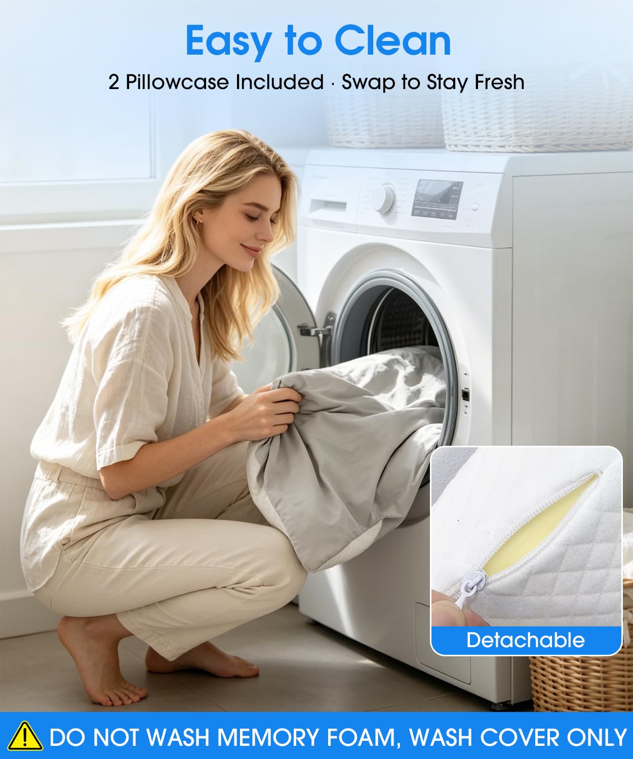Cuscino ortopedico ergonomico in memory foam, per alleviare il dolore al collo e alle spalle, cuscino di supporto cervicale a 2 altezze, per chi dorme su fianco, schiena, stomaco, cuscino rinfrescante