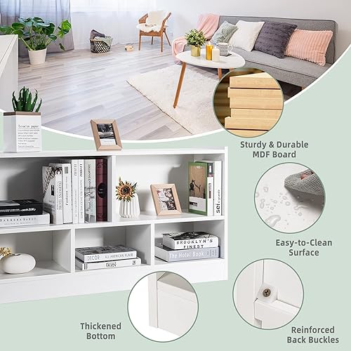 Miniatura 8 de IFANNY - Estantería de 5 cubos, estantería de madera con estantes de almacenamiento abiertos, estante de exhibición moderno, estantes bajos y