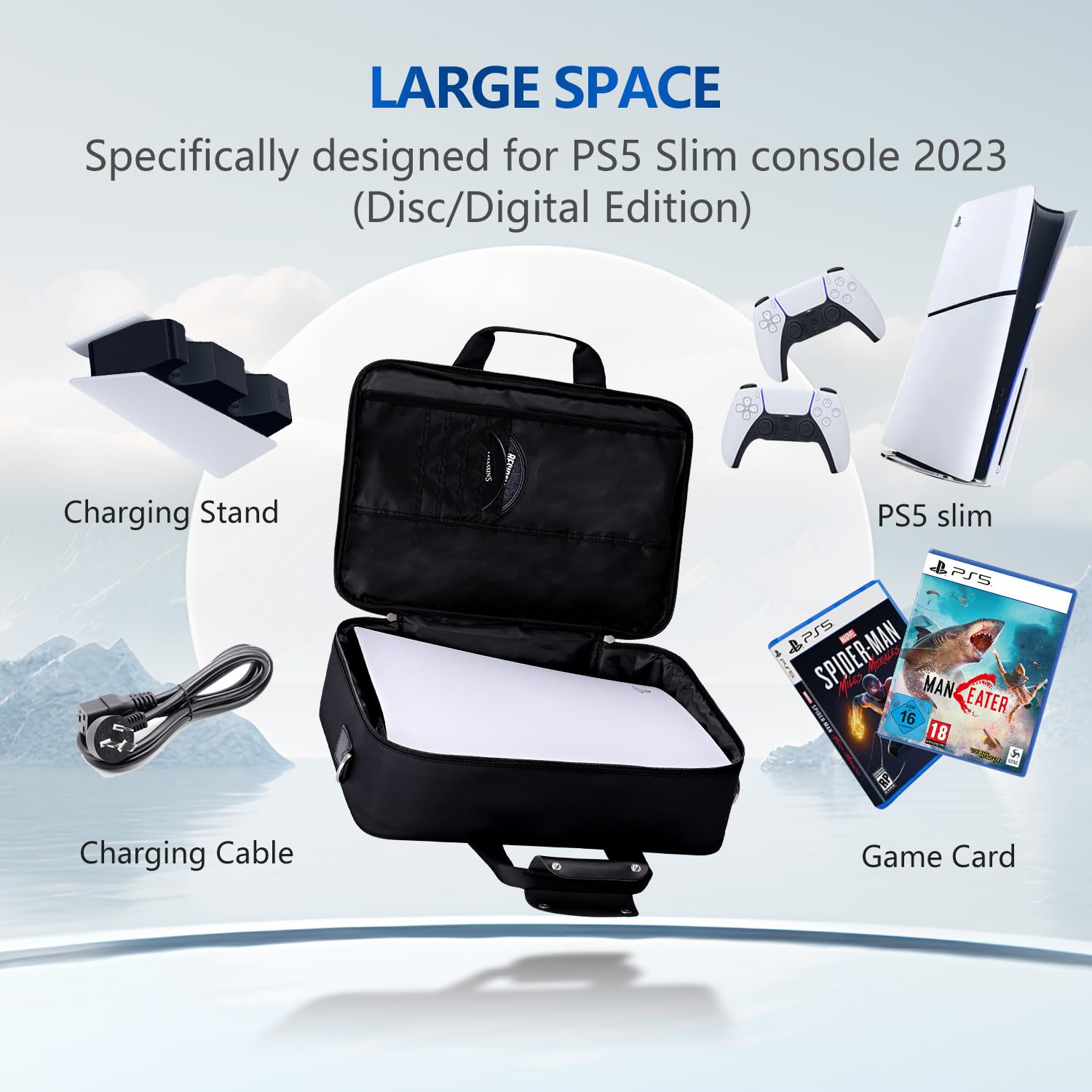 G-STORY Torba Transportowa Do Przenoszenia PS5 Slim, Czarna