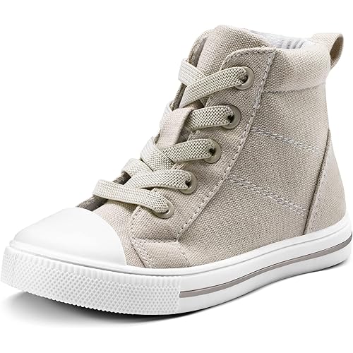 K KomForme Kids Sneakers for Boys and Girls Toddler Canvas High Top Walking Causal Shoes with Zipper
