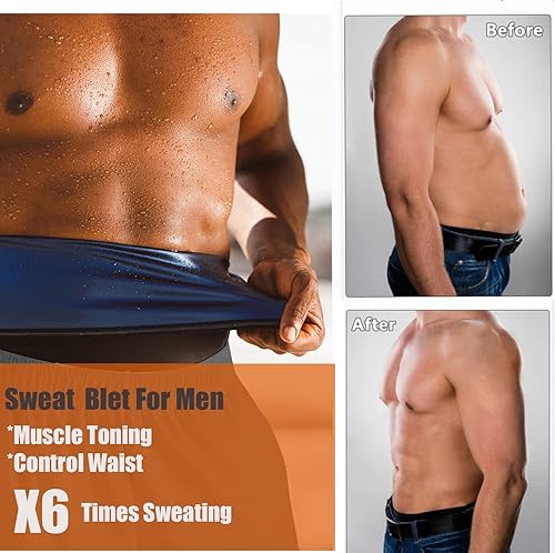 Miniatura 2 de huiming Faja reductora de cintura para hombre, cinturón de sauna sin neopreno, cinturón adelgazante de sauna, sudor y entrenamiento