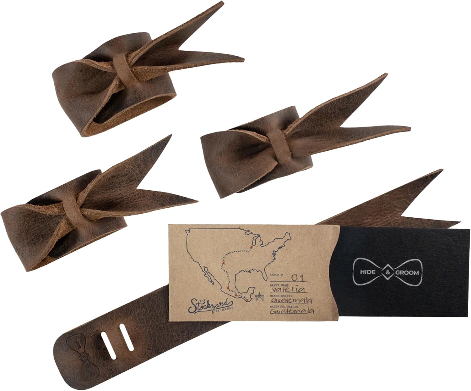 Hide & Groom, Set of 4 Leather Napkin Rings for Wedding Reception, Decoration, Napkin Holders for Dinner Parties, Full Grain Leather, Handmade, Bourbon Brown