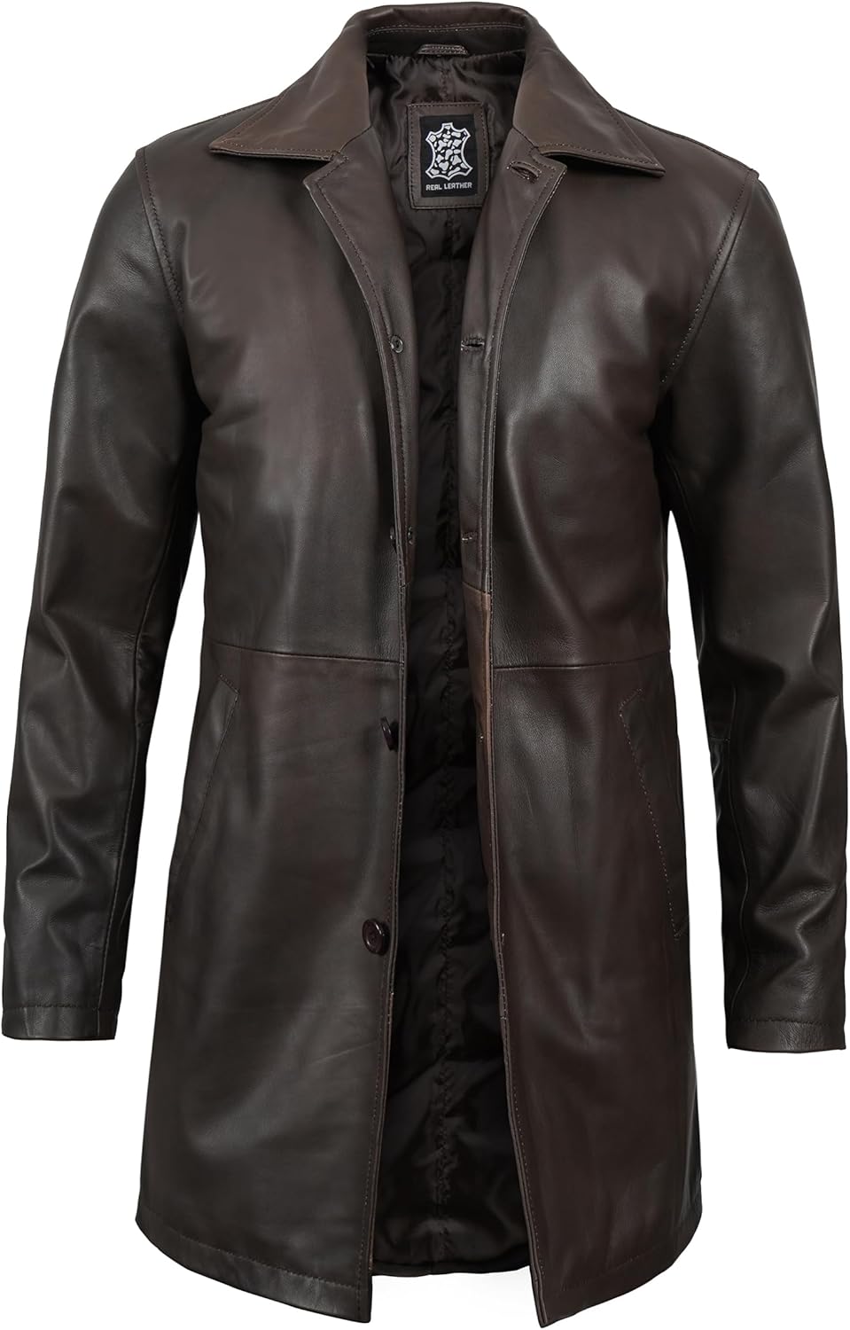 Decrum Leather Coat Men - Car Coat Style Real Lambskin Leather Men Winter Jacket