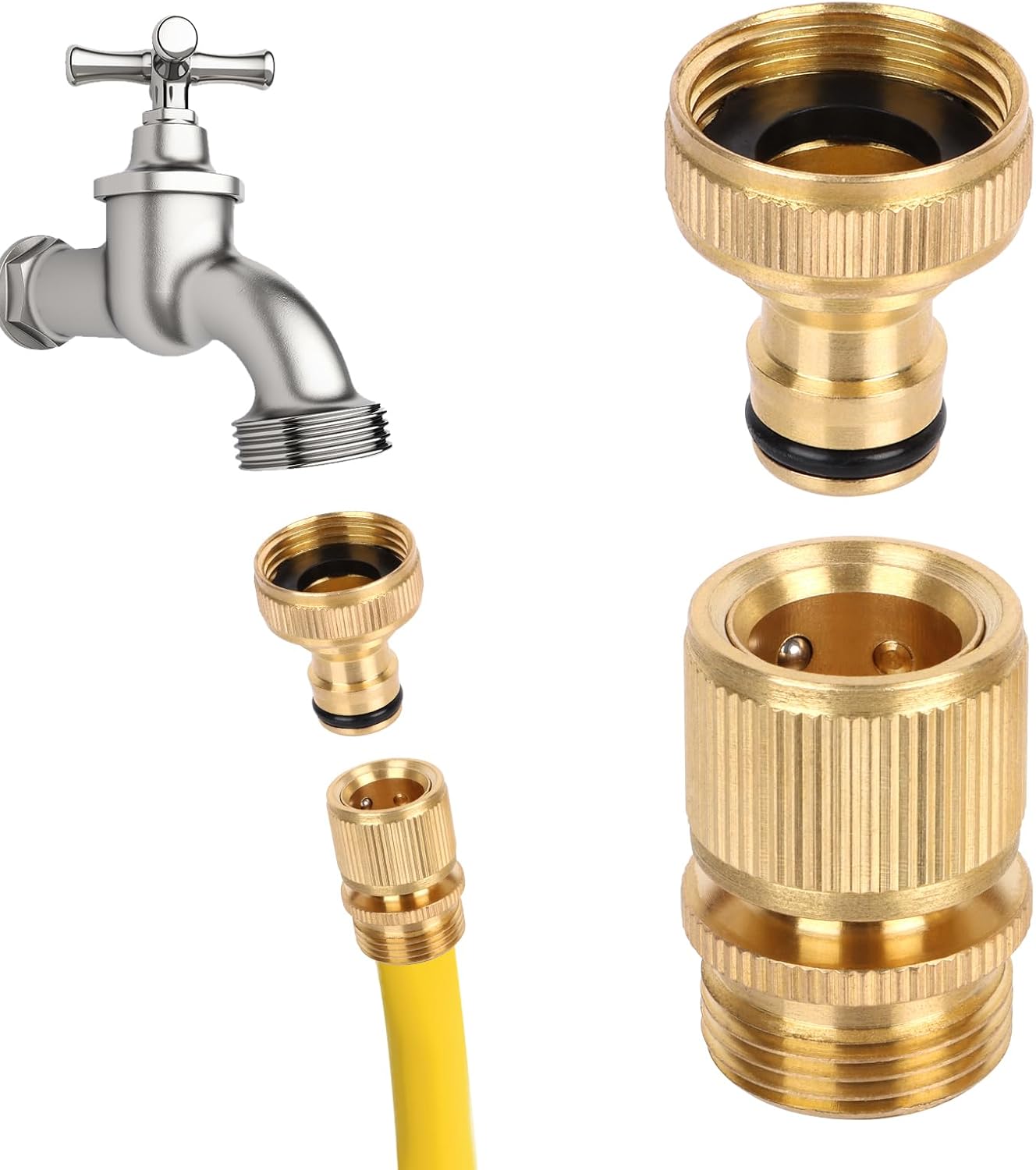 Minicoco Hose Connector Set Hose Nozzle Garden Hose Tap Connector 3/4