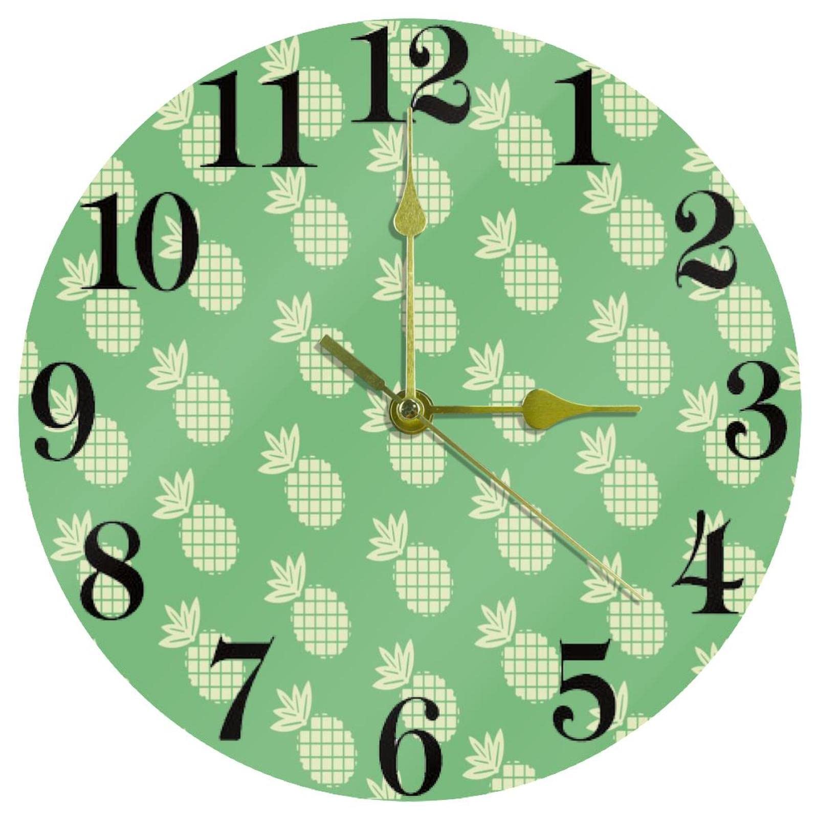 Horloge verte ananas silencieuse contre le stress du tic-tac pour bureau et école