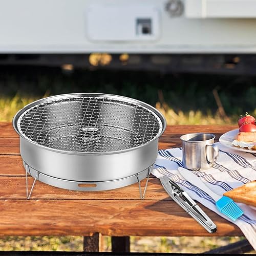 Miniatura 5 de Parrilla de camping Parrilla de mesa para uso personal Parrilla coreana barbacoa parrilla para picnic jardín barbacoa playa patio trasero de malla