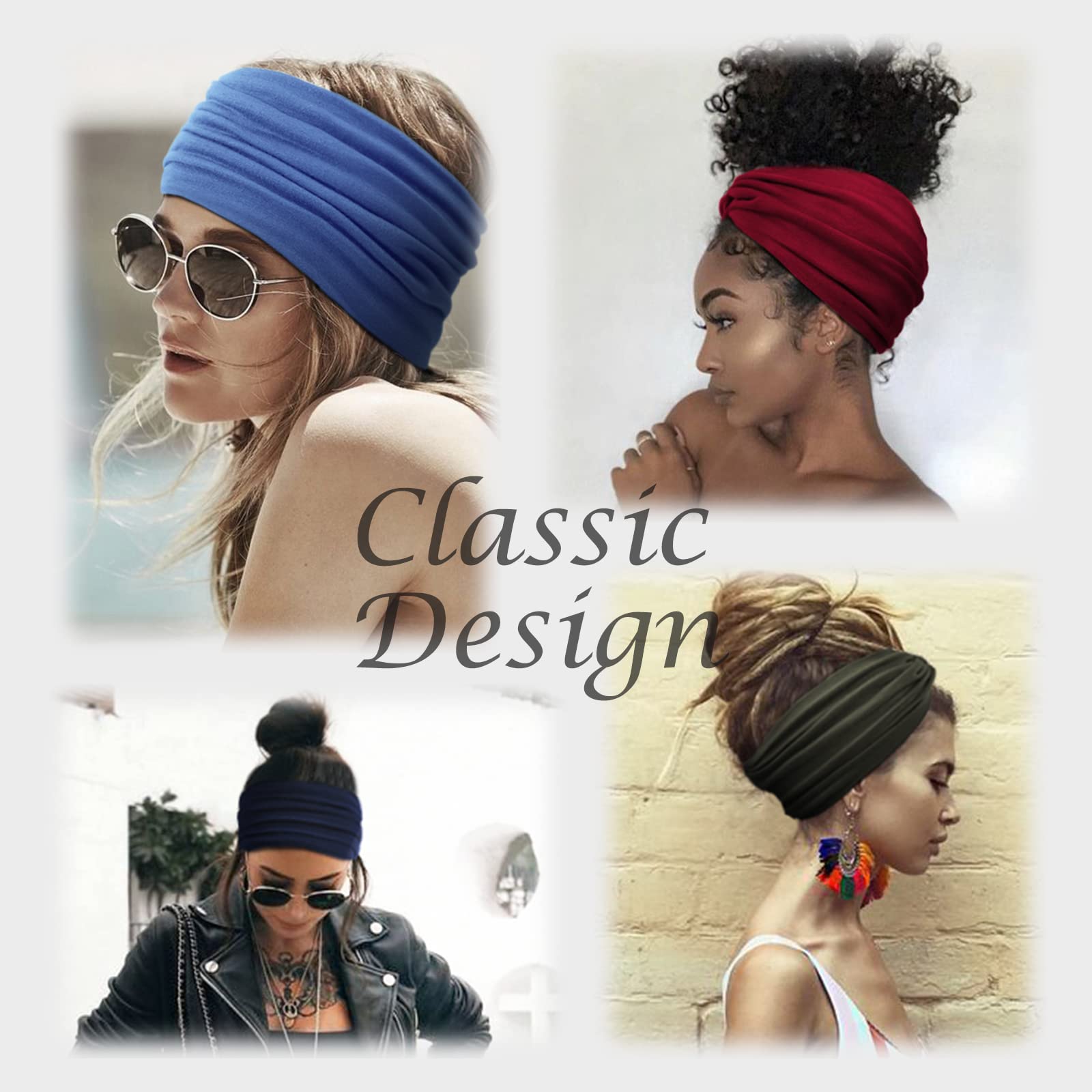 7\'\' Wide Headbands for Women, Extra Large Turban Workout Headband Allucho Wide Headbands for Women - 7 main image 3