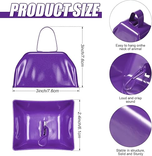 Miniatura 2 de Yeshone 48 cencerros de metal con asas que hacen ruido fuerte, cencerros de percusión de mano pequeños para eventos de fútbol, bodas, graduaciones