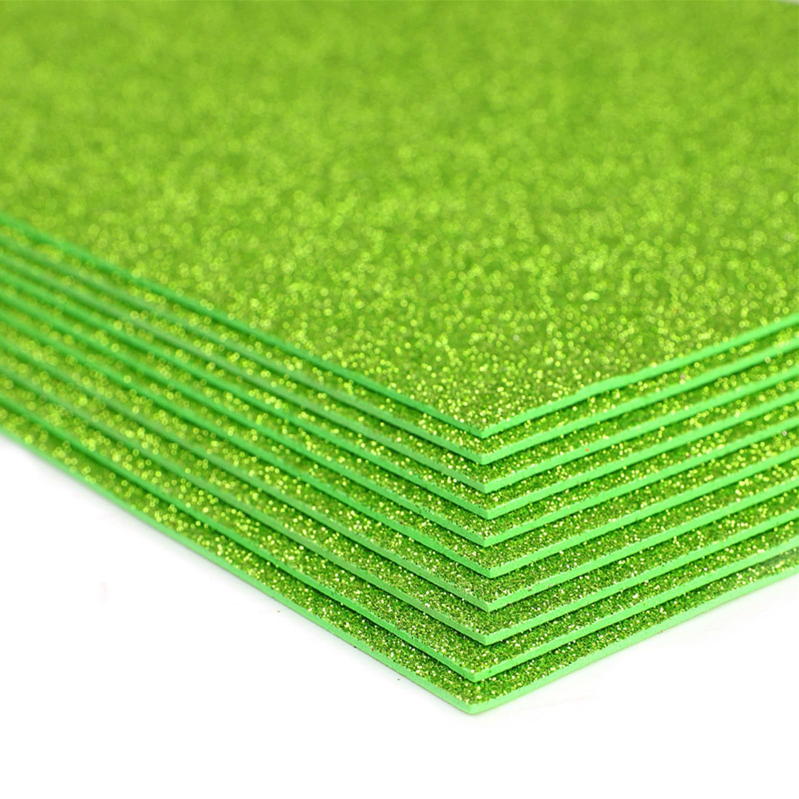10PCS Foam Sheets Crafts,Glitter Crafts Cardstock Paper,Glitter EVA Foam Sheets Green,A4 Glitter Paper for Crafts