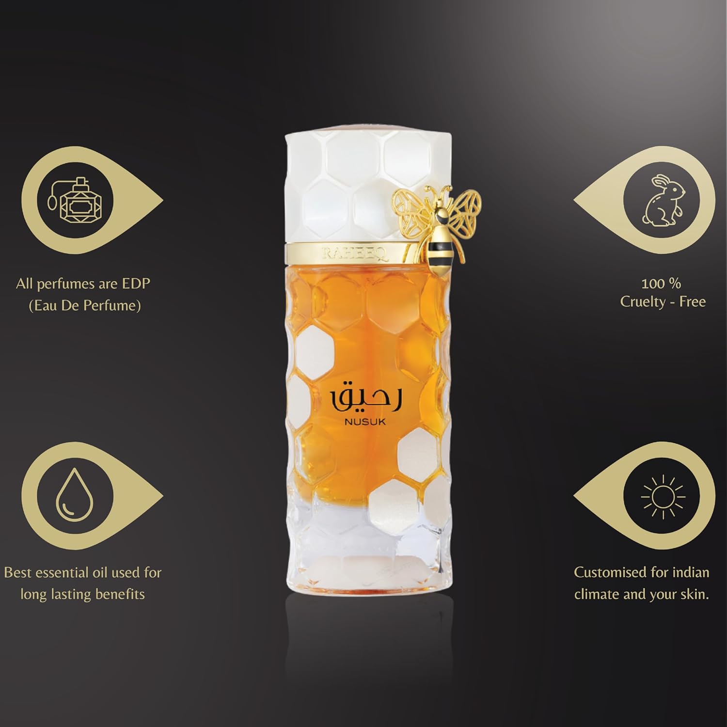 Nusuk Raheeq Perfume for Women - 100ml | Long Lasting Eau De Parfum | Citrus, Gourmand & Vanilla Notes | Sweet Luxury Fragrance - Image 4