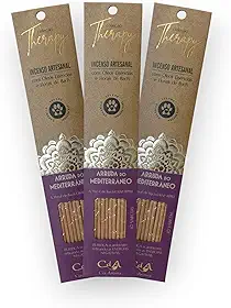Kit com 3 Incensos Naturais e Artesanais Vareta Therapy Arruda do Mediterrâneo e Floral de Bach CRAP APPLE