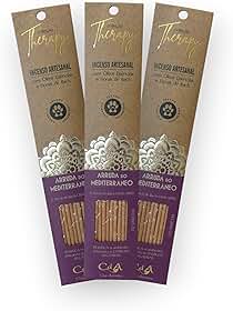 Kit com 3 Incensos Naturais e Artesanais Vareta Therapy Arruda do Mediterrâneo e Floral de Bach CRAP APPLE