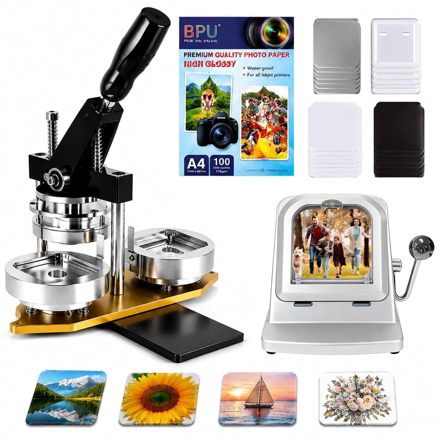 2x2 Inch Square Fridge Magnet Maker Kit, DIY Photo Magnet Press Machine
