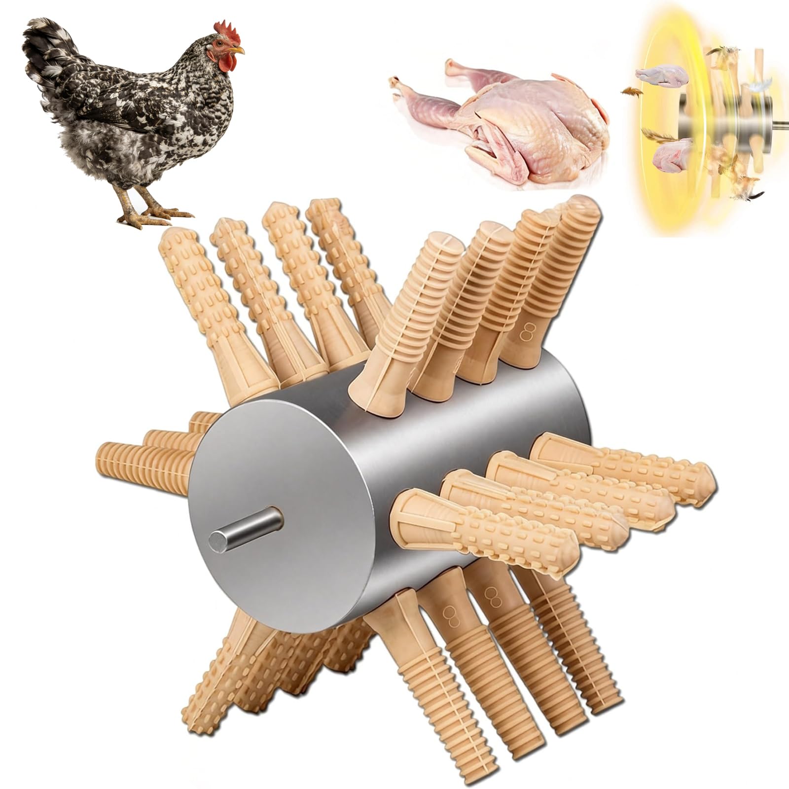 Accesorio para taladora de Aves, quitaplumas doméstico para Uso Ligero, Aves de Corral, desplumadores de Aves, Accesorio para taladora de Patos, para Pavos, Pollos, codornices y faisanes Medium