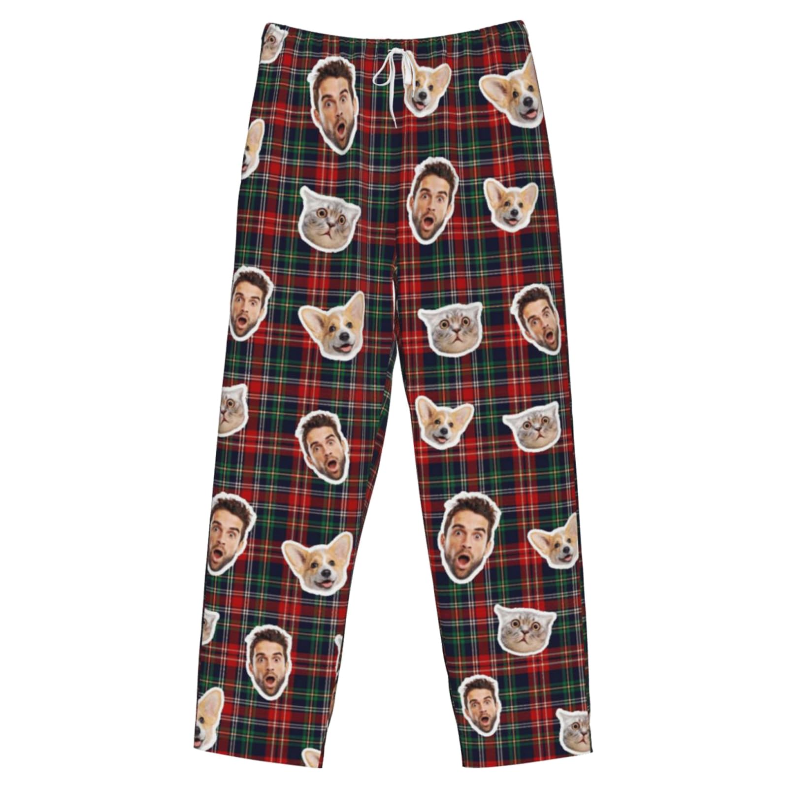 Custom Pajamas Pants Plaid Personalized Funny PJ Pant Design with Face Pajama for Men Women Dog Pet