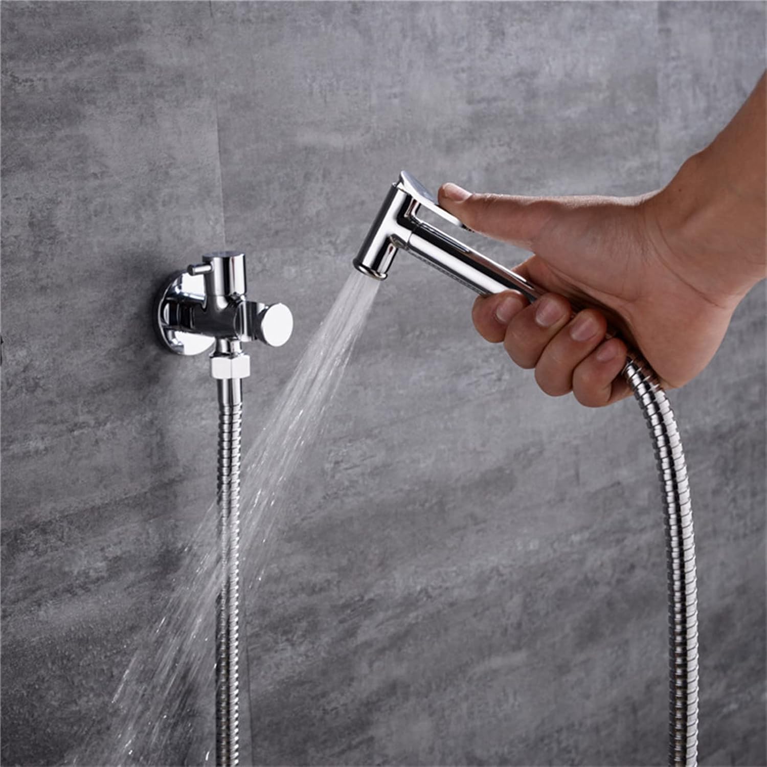 Bidet Faucet, Wall Mounted Single Hole Bidet Spray Anal Shower Head Douche Kit Shattaf Portable Brass Valve Bathroom Bidet Sprayer Tap