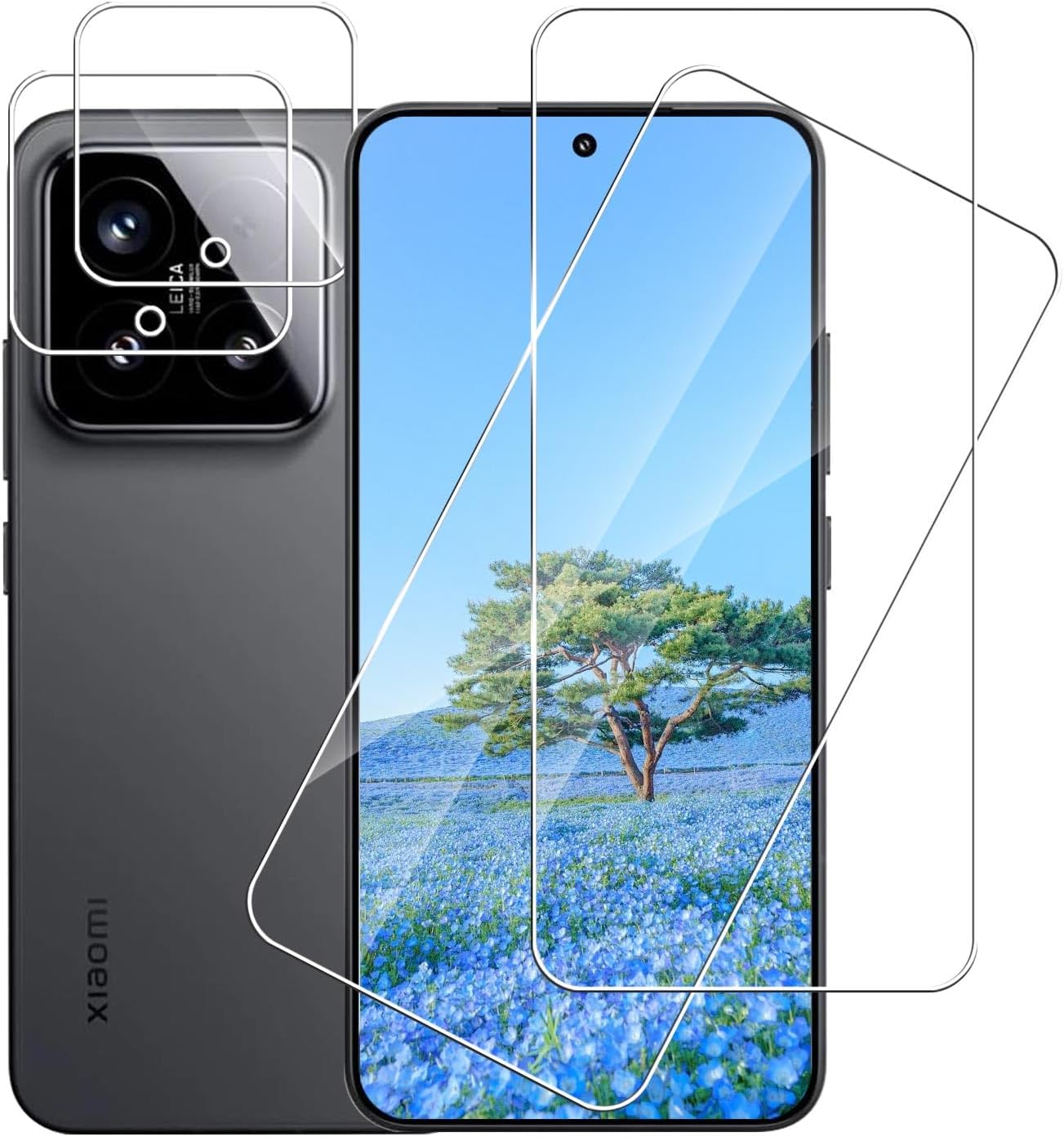 Carantee Pack of 2 Screen Protectors for Xiaomi 15 5G & 2 Camera Protectors Anti-Fingerprint Screen Protector Film 9H Hardness Ultra Resistant 2.5D Screen Protector for Xiaomi 15 5G