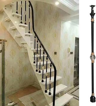 ZAQYCM Replacement Balusters for Stairs, Aluminum Round Deck Railing Balusters 33.5 Inch, Black Interior Staircase Floor Support Columns for Wood/Tile Steps Color 1 Pcs, Size H 85cm/33.5 in